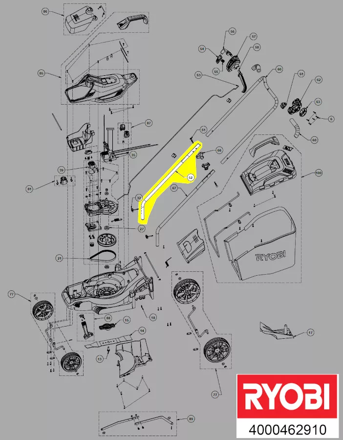Tube porte-guidon réf. 5131043614 tondeuse à gazon Ryobi